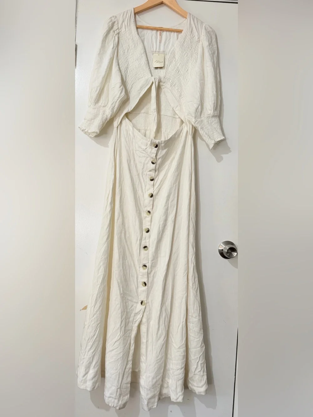 Free People White Button-Front High-Low Maxi Skirt - Picture 4 of 7